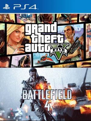 2 JUEGOS EN 1 GRAND THEFT AUTO V MAS BATTLEFIELD 4 PS4