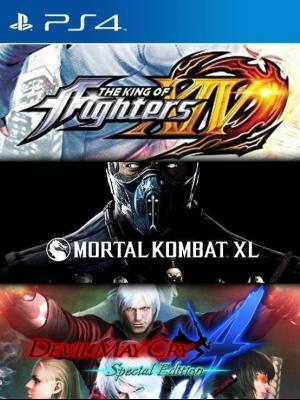 3 Juegos en 1 Mortal Kombat XL mas THE KING OF FIGHTERS XIV mas Devil May Cry 4 Special Edition PS4