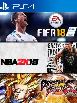 3 JUEGOS EN 1 FIFA 18 mas NBA 2K19 mas DRAGON BALL FIGHTERZ PS4